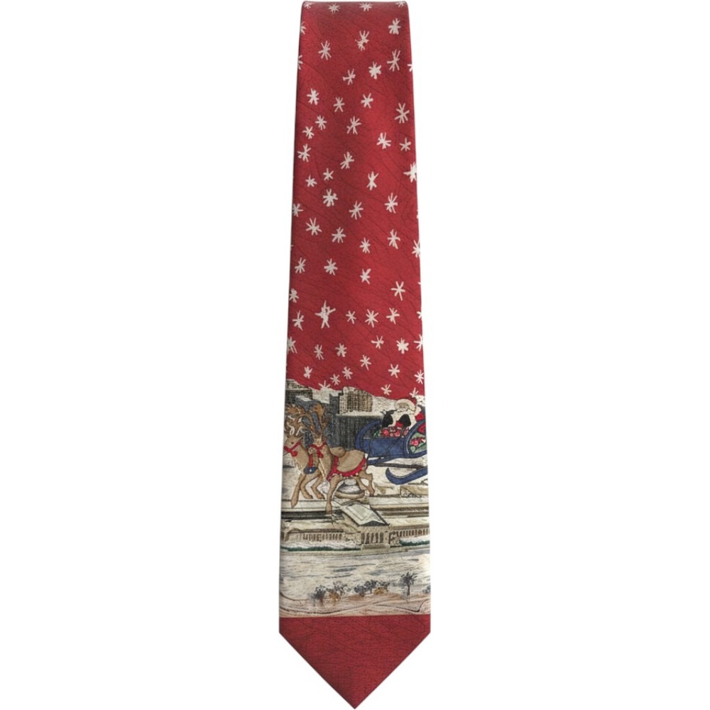 Vtg 90s Woodward Chicago Christmas Tie NWT Santa Lake Shore Drive Marshall Field